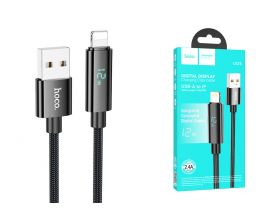 Кабель USB - Lightning HOCO U125  Benefit charging data cable with display (черный) 1,2м