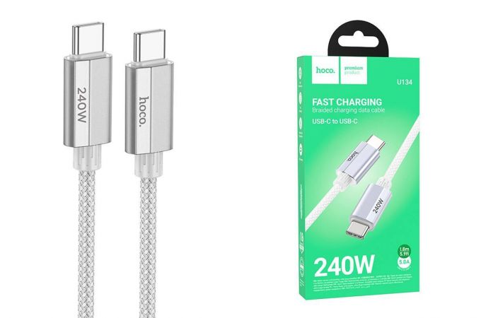 Кабель USB Type-C - USB Type-C HOCO U134 Primero 240W (серый) 1.8м