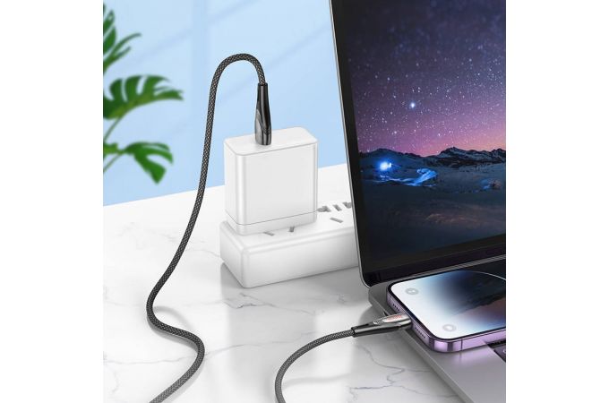 Кабель USB - Lightning HOCO U133 Monte (черный) 1,2м