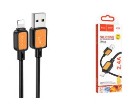 Кабель USB - Lightning HOCO X108, 2,4A (черный) 1м силиконовый