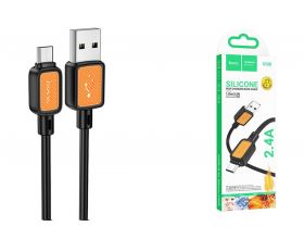 Кабель USB - MicroUSB HOCO X108 (черный) 1м силиконовый