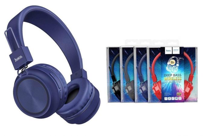 Наушники мониторные беспроводные HOCO W25 Promise wireless headphones Bluetooth (синий)