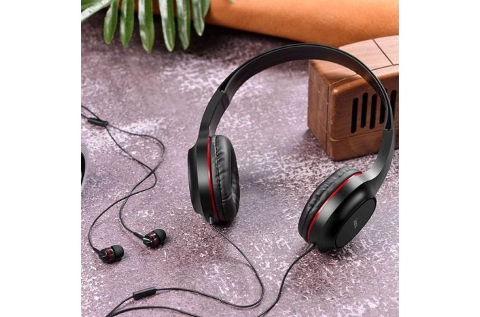 Наушники мониторные проводные HOCO W24 Enlighten wireless headphones (красный)