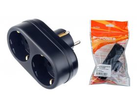 Сетевой разветвитель Perfeo "RU POWER'' 2 гнезда, 16А, с заземлением (2Т2) PF_C3356 (черный)