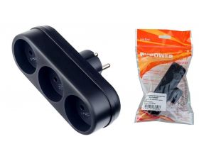 Сетевой разветвитель Perfeo "RU POWER'' 3 гнезда, 6А, без заземления, (3L) PF_C3358 (черный)