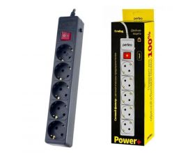 Сетевой фильтр Perfeo "POWER+", 3,0м, 5 розеток, черный (PF-PP-5/3,0-B)