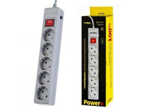 Сетевой фильтр Perfeo "POWER+", 5,0м, 5 розеток, серый (PF-PP-5/5,0-G)