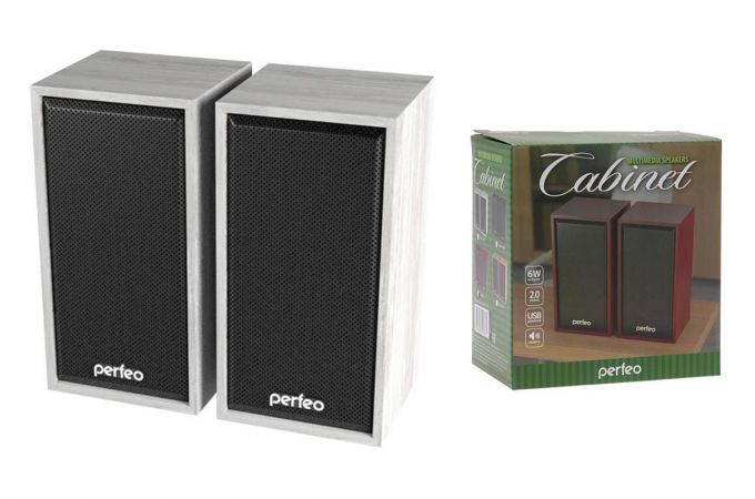 Акустическая система 2.0 Perfeo "CABINET" (PF_A4389) мощность 2х3 Вт (RMS) USB (белый дуб)