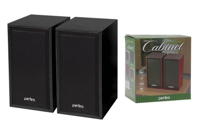 Акустическая система 2.0 Perfeo "CABINET" (PF_4327) мощность 2х3 Вт (RMS) дерево, USB (черный)