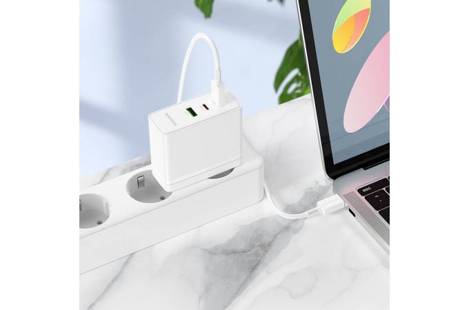 Сетевое зарядное устройство USB+2USB-C + кабель Type-C-Type-C BOROFONE BN11 Imperial PD100W + QC3.0 (белый)