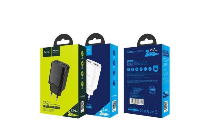 Сетевое зарядное устройство 2USB HOCO C52A Authority power 2400mAh (белый)