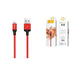 Кабель USB - Lightning HOCO X14, 2,4A (красный) 2м (в оплетке)