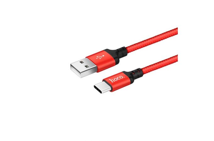 Кабель USB - Lightning HOCO X14, 2,4A (красный) 2м (в оплетке)