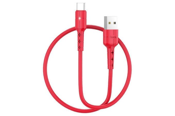 Кабель USB - MicroUSB HOCO X30 2,4A (красный) 1,2м (усиление сгиба)