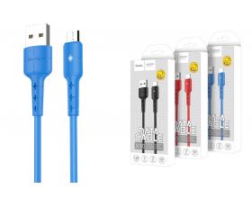 Кабель USB - MicroUSB HOCO X30 2,4A (синий) 1,2м (усиление сгиба)