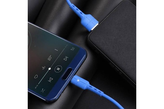 Кабель USB - MicroUSB HOCO X30 2,4A (синий) 1,2м (усиление сгиба)