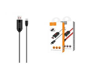 Кабель USB - Lightning HOCO U29, 2,4A (белый) 1,2м (LED дисплей - таймер)