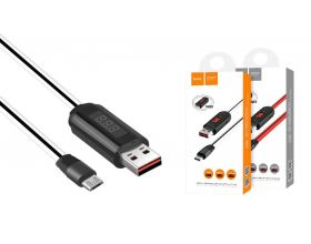 Кабель USB - MicroUSB HOCO U29 2,4A (белый) 1,2м (с LED дисплеем)