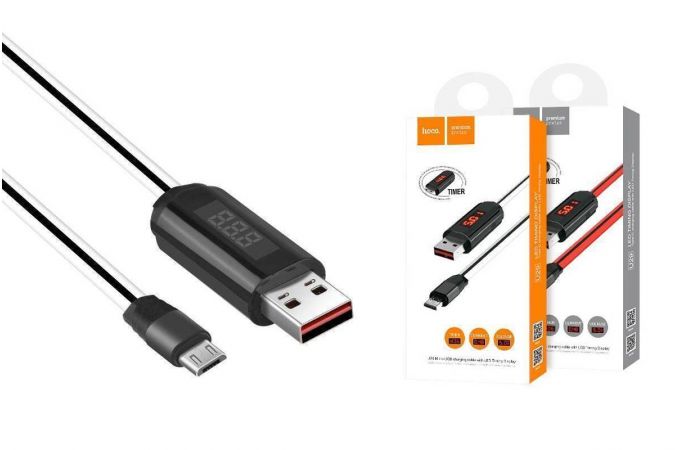Кабель USB - MicroUSB HOCO U29 2,4A (белый) 1,2м (с LED дисплеем)