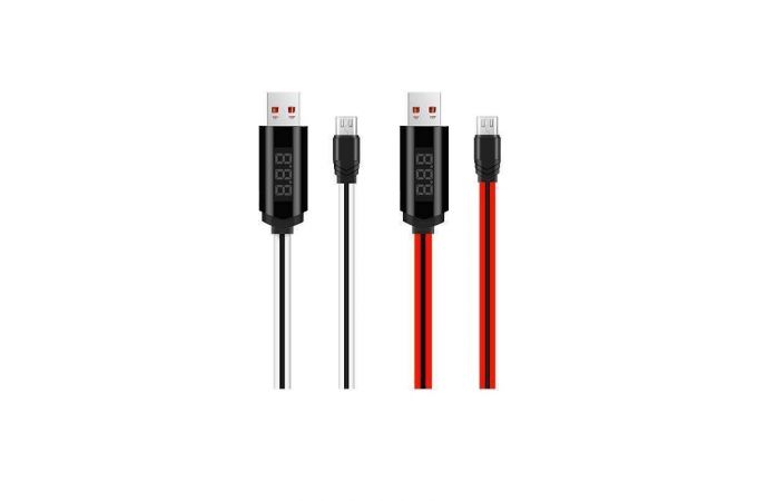 Кабель USB - MicroUSB HOCO U29 2,4A (белый) 1,2м (с LED дисплеем)