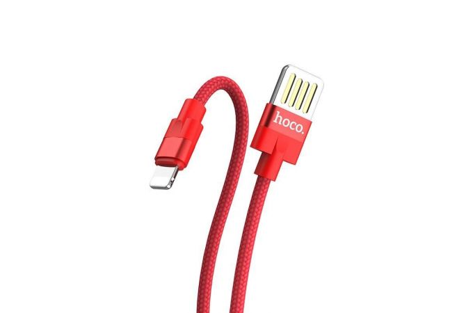 Кабель USB - Lightning HOCO U55 2,4A (красный) 1,2м (в оплетке)