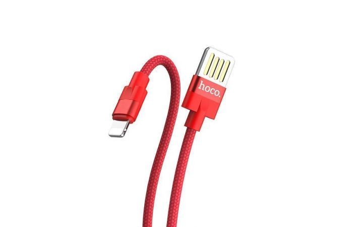 Кабель USB - Lightning HOCO U55 2,4A (красный) 1,2м (в оплетке)