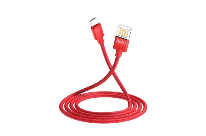 Кабель USB - Lightning HOCO U55 2,4A (красный) 1,2м (в оплетке)