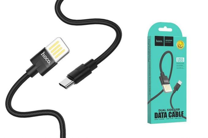 Кабель USB - USB Type-C HOCO U55, 2,4A (черный) 1,2м (в оплетке)