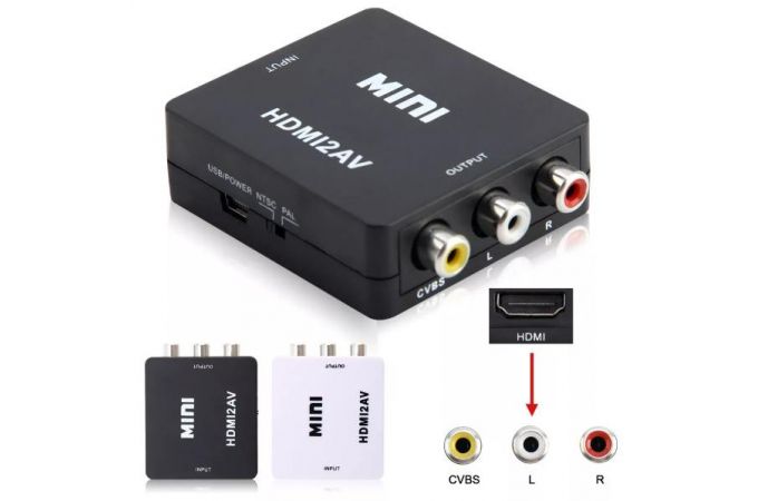 Конвертер переходник HDMI (мама) - RCA (мама) черный