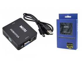 Конвертер переходник HDMI - VGA (мама - мама) черный