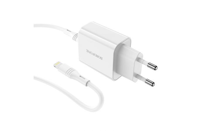 Сетевое зарядное устройство USB-C + кабель Lightning - Type-C BOROFONE BA57A PD20W (белый)