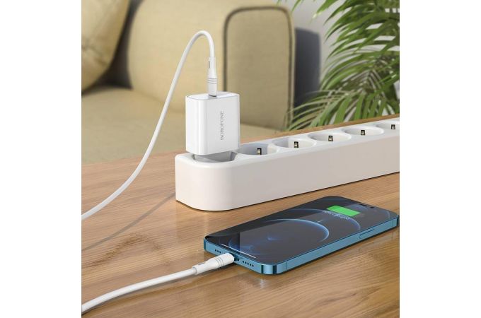 Сетевое зарядное устройство USB-C + кабель Lightning - Type-C BOROFONE BA57A PD20W (белый)