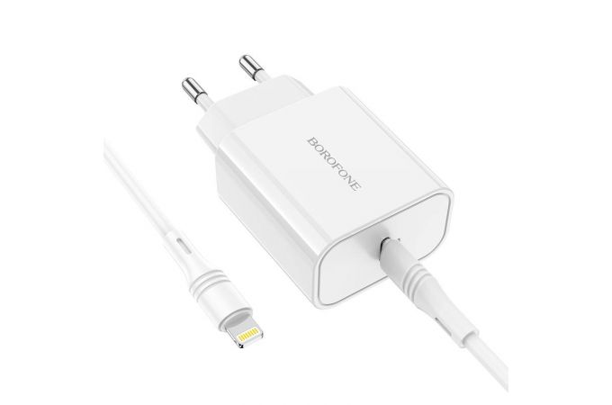 Сетевое зарядное устройство USB-C + кабель Lightning - Type-C BOROFONE BA57A PD20W (белый)