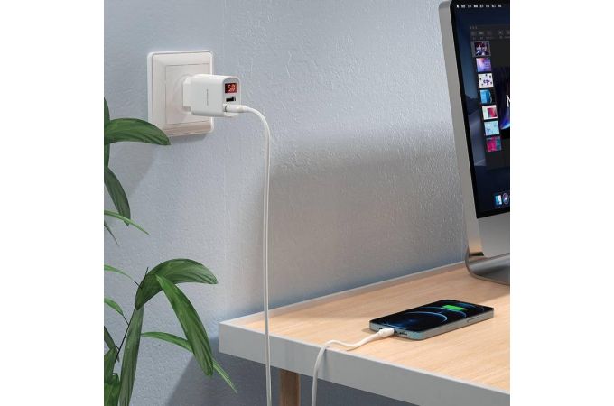 Сетевое зарядное устройство USB + кабель Lightning BOROFONE BA58A Mighty (белый)