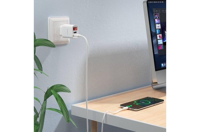 Сетевое зарядное устройство 2USB + кабель Type-C BOROFONE BA58A Mighty (белый)