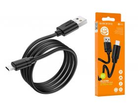 Кабель USB - MicroUSB BOROFONE BX55 2,4A (черный) 1м (силикон)