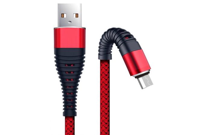 Кабель USB - MicroUSB BoraSCO (50183) Fishbone 3A (красный) 1м