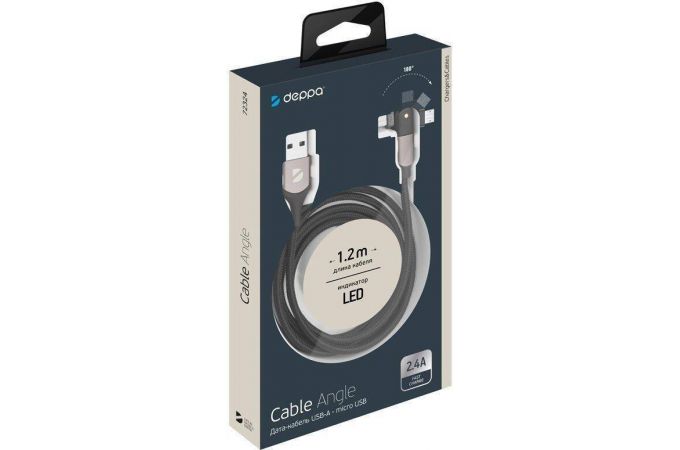 Кабель USB - MicroUSB Deppa (72324) (черный) 1,2м