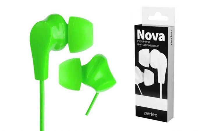 Наушники вакуумные проводные Perfeo NOVA (зеленый)