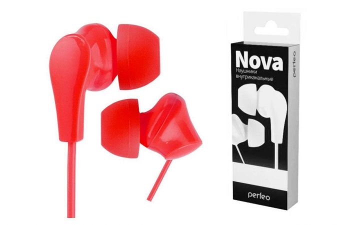Наушники вакуумные проводные Perfeo NOVA (красный)