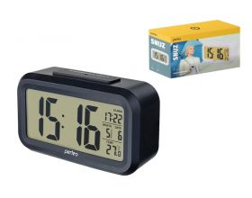 Часы настольные-будильник Perfeo  "Snuz" (PF-S2166) время, температура, дата (черный)