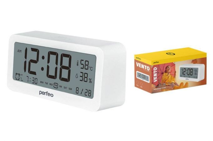 Часы-метеостанция Perfeo "Vento", белый, (PF-S8826)