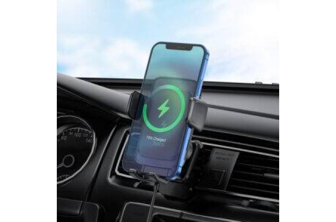 Держатель автомобильный для телефона HOCO S35 smart alignment wireless charging car holder черный