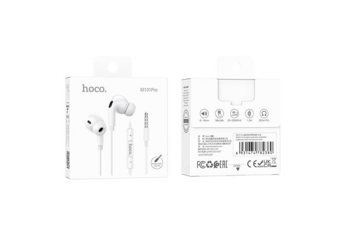 Наушники вакуумные проводные HOCO M101 Pro Crystal  (белый)