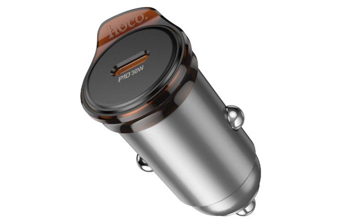 Автомобильное зарядное устройство АЗУ USB-C HOCO NZ16 Rigorous single port PD30W (металлический серый)
