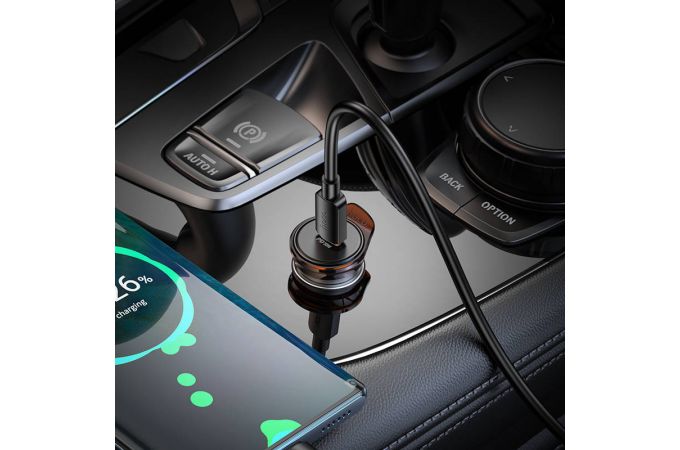 Автомобильное зарядное устройство АЗУ USB-C HOCO NZ16 Rigorous single port PD30W (металлический серый)