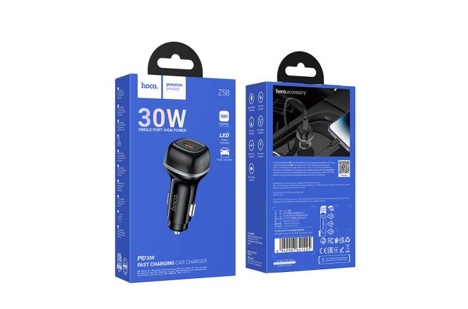 Автомобильное зарядное устройство АЗУ USB-C HOCO Z58 Rank single port PD30W (черный)