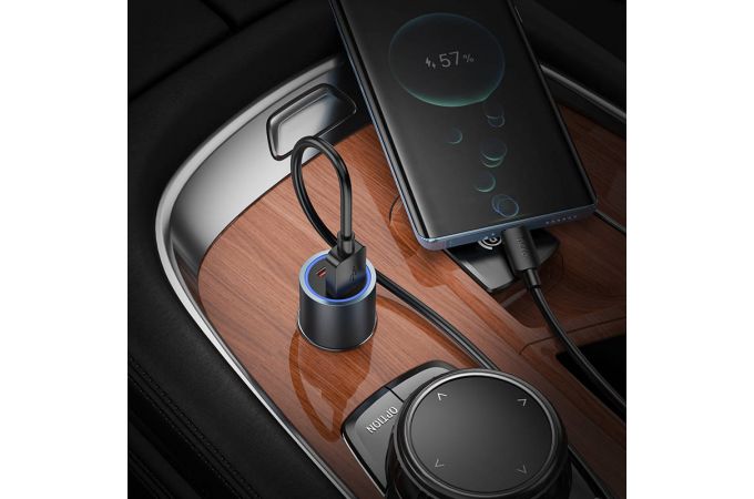 Автомобильное зарядное устройство АЗУ USB + USB-C HOCO Z60 Bloom 48W dual-port PD30W+QC3.0 multi-protocol (металлический серый)