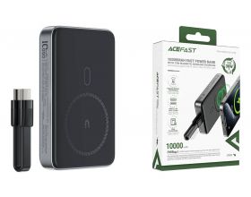Универсальный дополнительный аккумулятор Power Bank ACEFAST M10 PD30W Magnetic Wireless Charging Power Bank With Carle 10000mAh Black (черный)