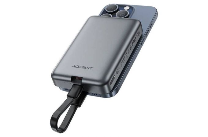 Универсальный дополнительный аккумулятор Power Bank ACEFAST M10 PD30W Magnetic Wireless Charging Power Bank With Carle 10000mAh Black (черный)